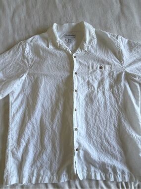 Saddlebred Shirt Mens XL White Linen Cotton Short Sleeve Button Up Summer Beach